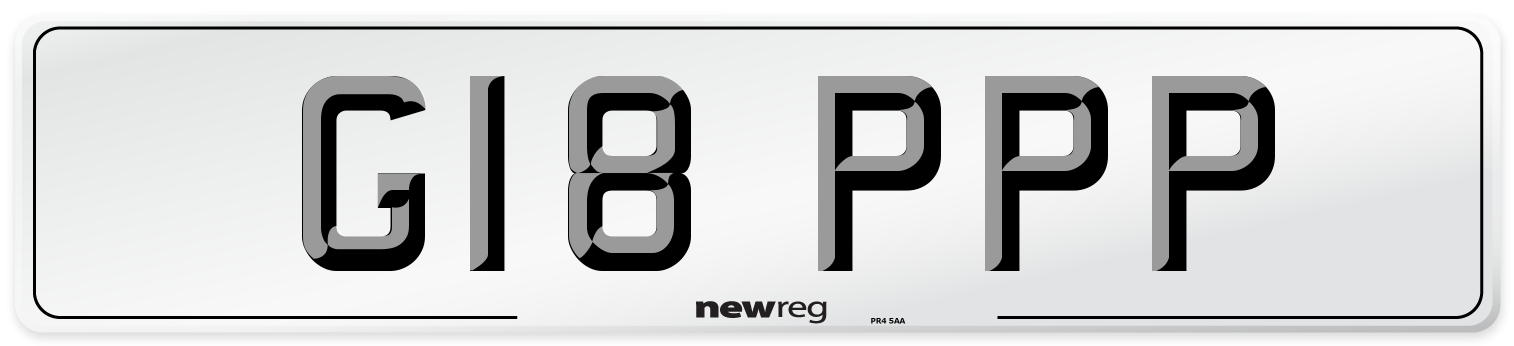 G18 PPP Number Plate from New Reg